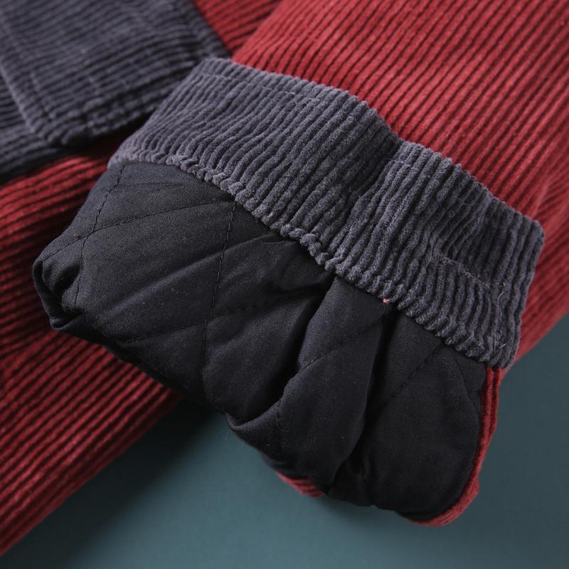 Fashion Long Corduroy Jacket Pocket Hooded Padded Women Autumn Winter Parkas Casual Coat