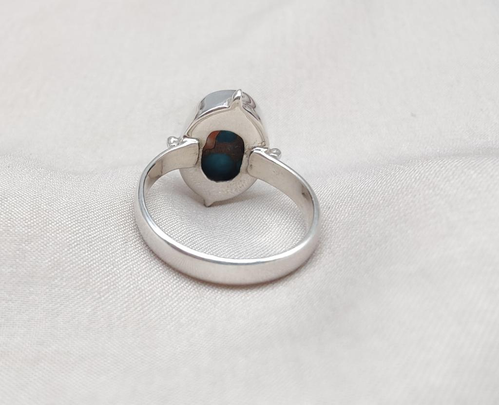 925 Sterling Silver Spiny Oyster Turquoise Ring: Handmade Boho Jewelry