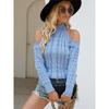 Women's Autumn and Winter Knit V-neck Off-the-shoulder Solid Color Twist Long-sleeved Sweater