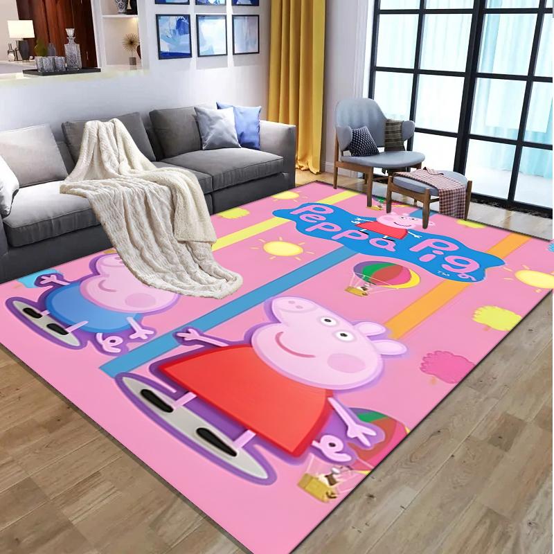 Peppa Pig Pattern Rug, Indoor/Outdoor Mat, for Picnic, Gameroom, Bedroom, Office, Living Room, Home Decor Carpet, Birthday Gift