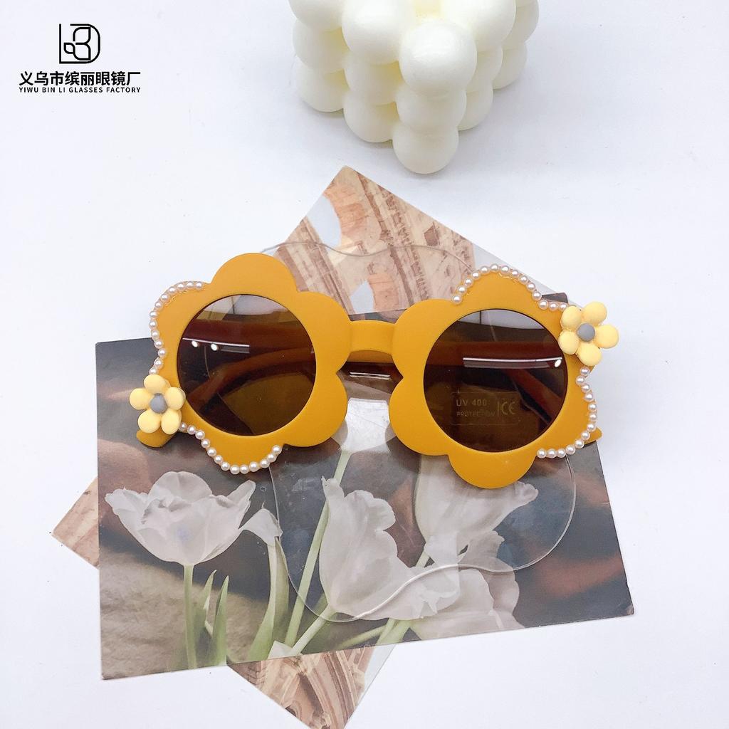 Vintage Diy Children'S Sunglasses Flower Cute Boys And Girls Sunglasses Travel Sun Protection Uv Protection Glasses