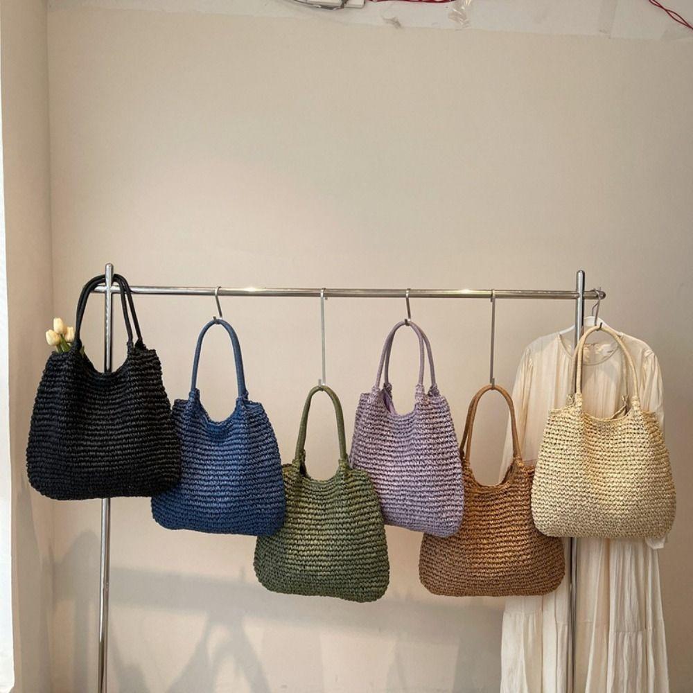 Bohemian Weave Tote Bag Hollow Out Summer Beach Bag Fashion Straw Shoulder Bag Travel