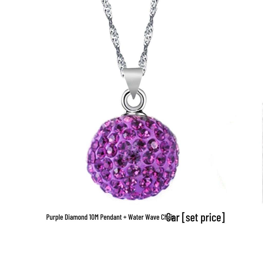 Ожерелье в корейском стиле, ретро, посеребренное, с кристаллами шамбала и цветным бриллиантовым шаром