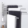 Bathroom Rotating Towel Bar Folding Movable Towel Rack No Punching 304 Stainless Steel Bathroom Rack Four Bars
