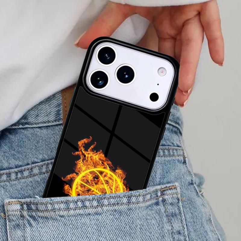Basket Ball Flame Phone Case for iPhone 16e 15 14 13 12 17 Pro Max Plus Air 17pro Cover Coque