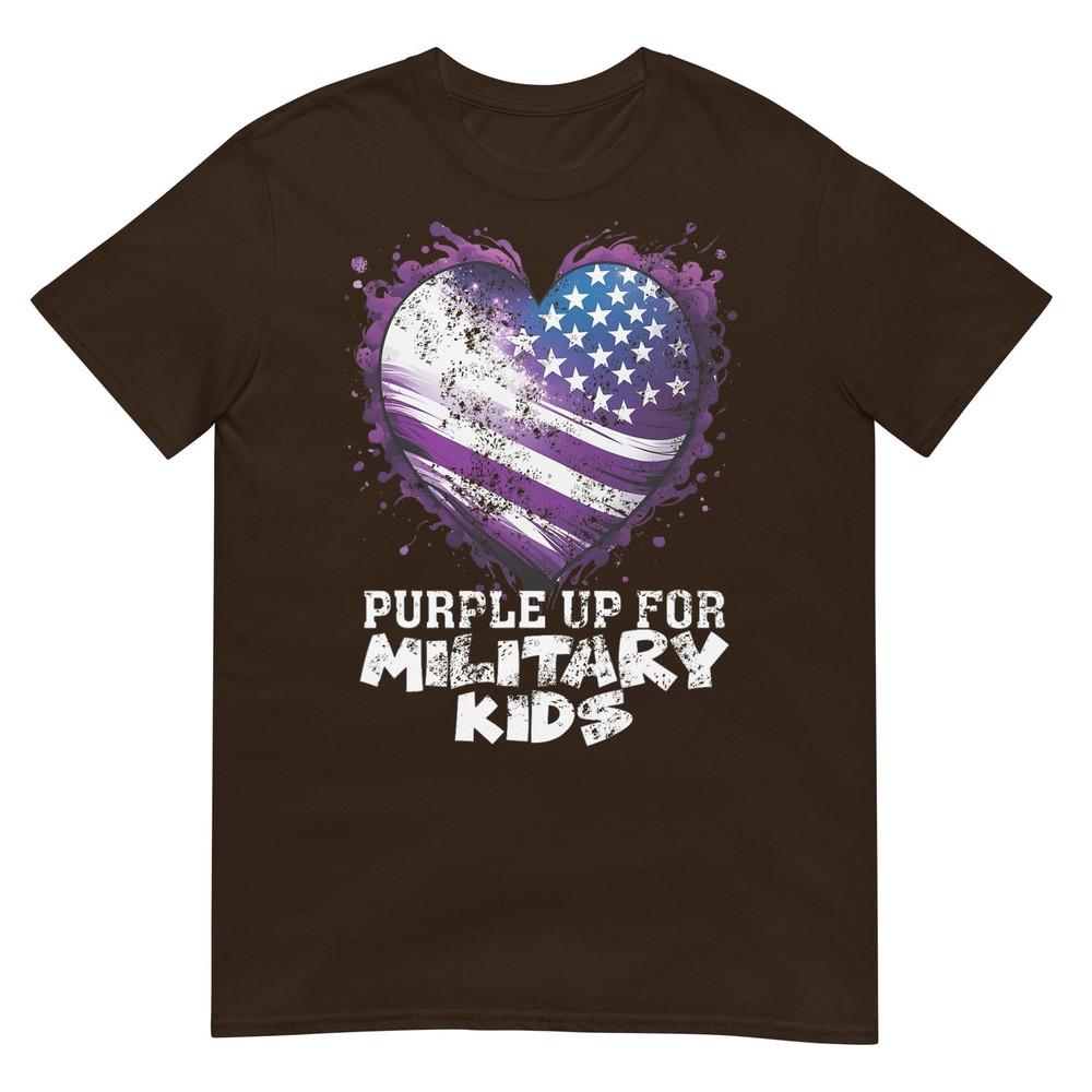 Purple Up For Military Kids Flag Military Heart Child Month TShirt