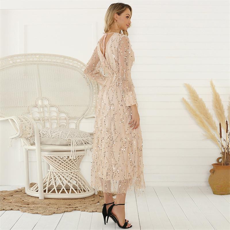 Elegant Bodycon Women's Dress for Women 2022 Summer Long Sleeve Maxi Party Bling Dresses Woman Robe Femme Ladies Vestidos Mujer