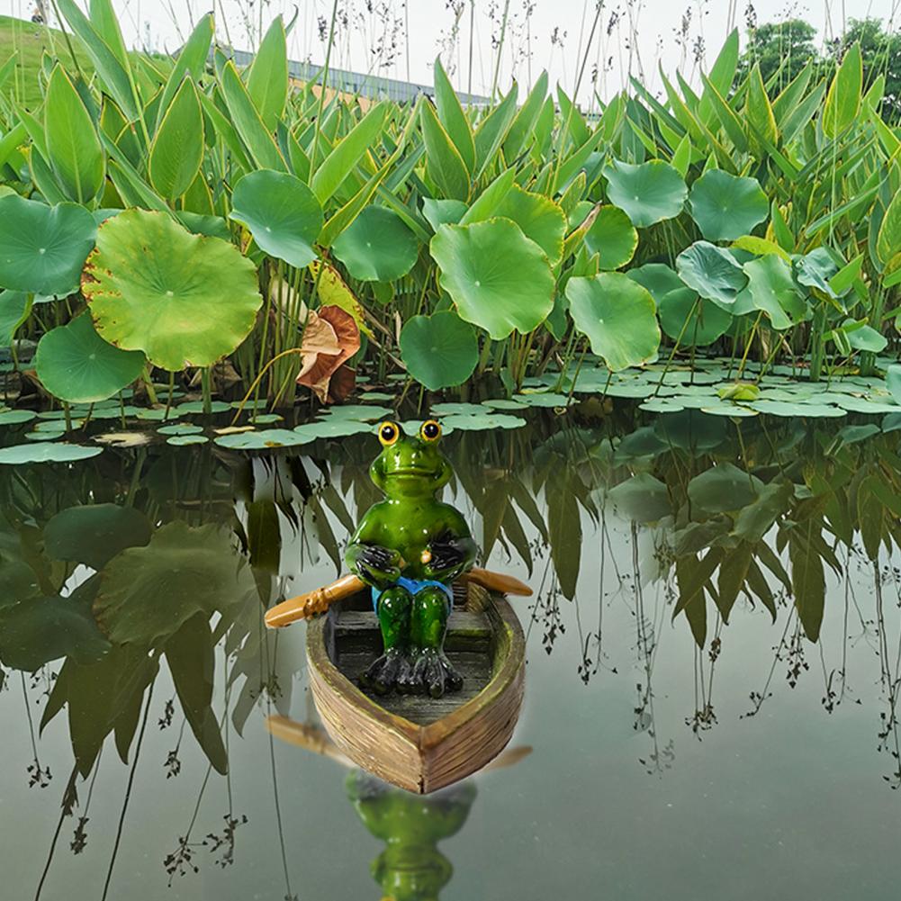 Resin Frog Decoration Bright Frog Ornament Frog Pond Statue Garden Decor Miniature Sculpture Outdoor Landscape Figurine Water