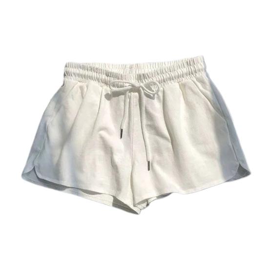 Женские летние спортивные шорты с высокой эластичной резинкой на талии, однотонные плиссированные боковые карманы трапециевидной формы, свободные повседневные