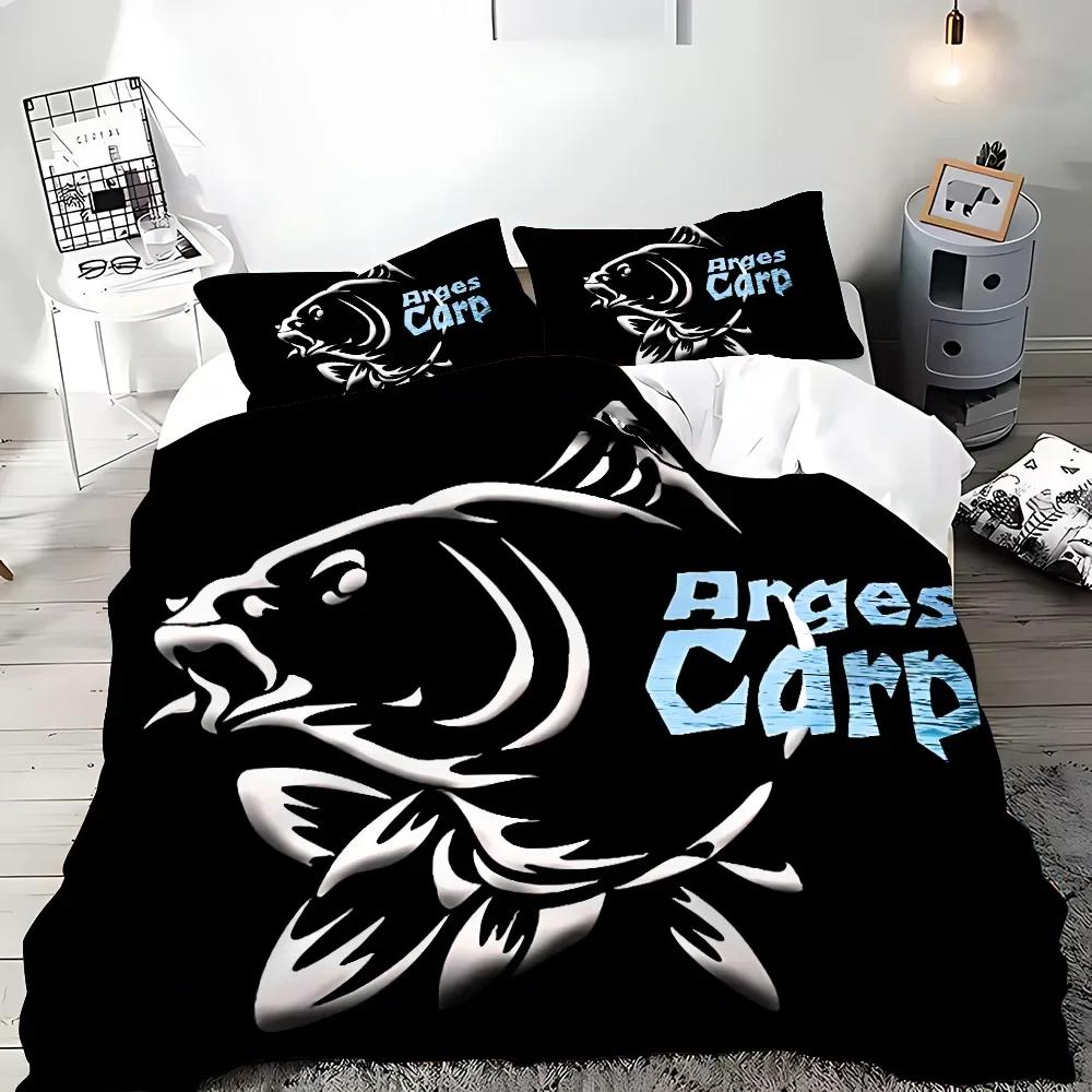 Nash Fishing Logo Duvet Cover Set Fish Pattern Bedding Set Adult Boy Girl Bedroom Decoration Children Gift Single Double Size