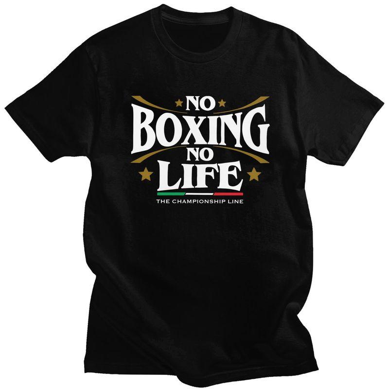 No Boxing No Life Футболки Мужские Женские Боксерские Футболки для Боевых Искусств Летняя Графическая Футболка 100% Хлопок Свободная Оверсайз Одежда - M...