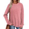 Women's Winter Color-Block Printed Lightweight Brushed-Cotton Round Neck Top