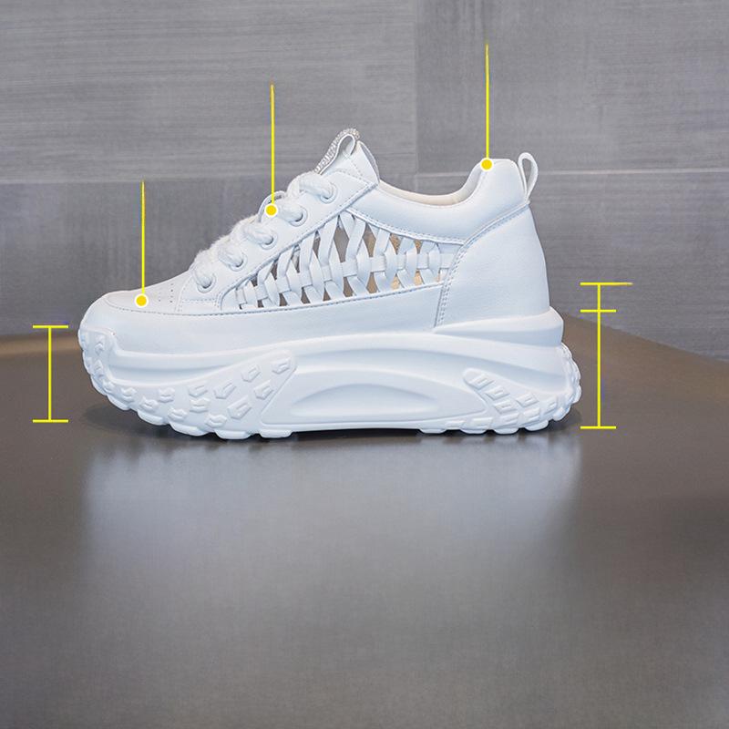 Летние женские повседневные белые сандалии 2024 года из дышащей ткани с низким верхом, толстой подошвой и внутренним подъемом пятки, из натуральной кожи, спортивный дизайн.