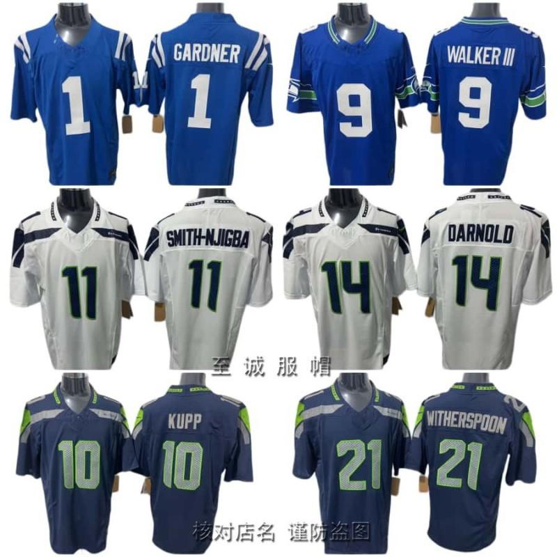 Mens Retro Seattle Seahawks Football Jersey Embroidered Cotton Blend Sports Shirt Fan Wear Casual Use