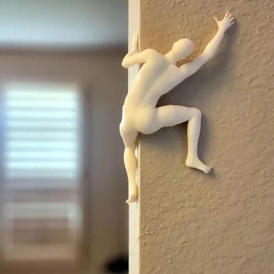 Climber Wall Decoration PVC Modern Adhesive Climbing Man Figurine Statue Sculpture Home Office Wall Art Ornament Climbing Enthusiasts Festival Gift