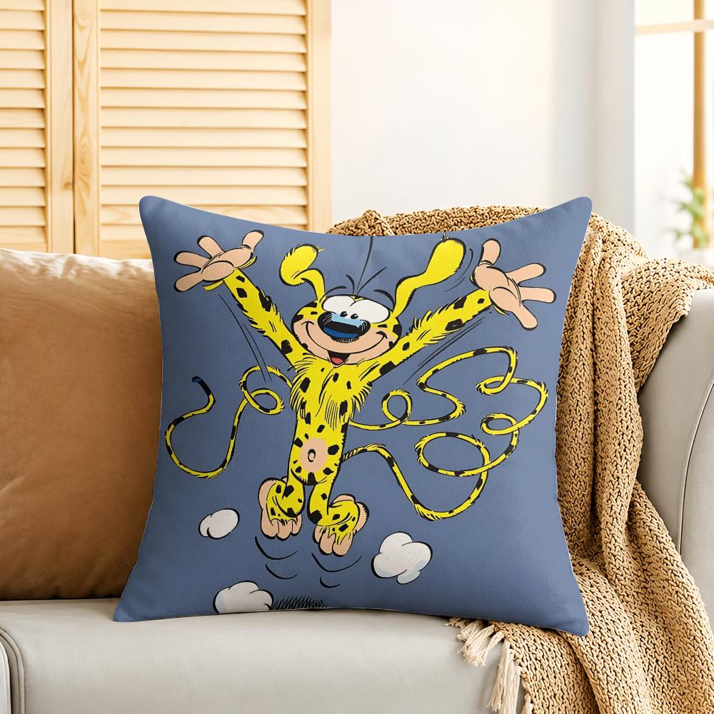 MMarsupilami Anime Cushion Cover Silky Short Plush Invisible Zipper Dustproof Sofa Pillow Case For Home Decor