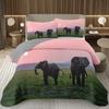 Elephant Bedspread Twin Queen King Size African Safari Animal Theme Quilt Set Jungle Wildlife Coverlet Set with 1/2 Pillowcase