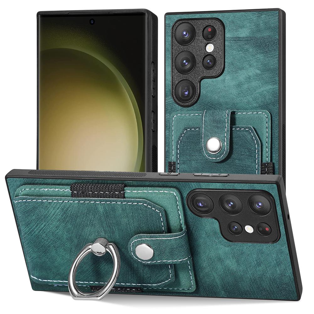 Чехол-кошелек со слотом для карт Samsung S23 S22 Ultra S21 S20 Fe A14 A34 A54 A13 A23 A33 A53 A12 A32 A52/iphone 14 13 12 11, кожаный чехол с держателем для кольца на палец