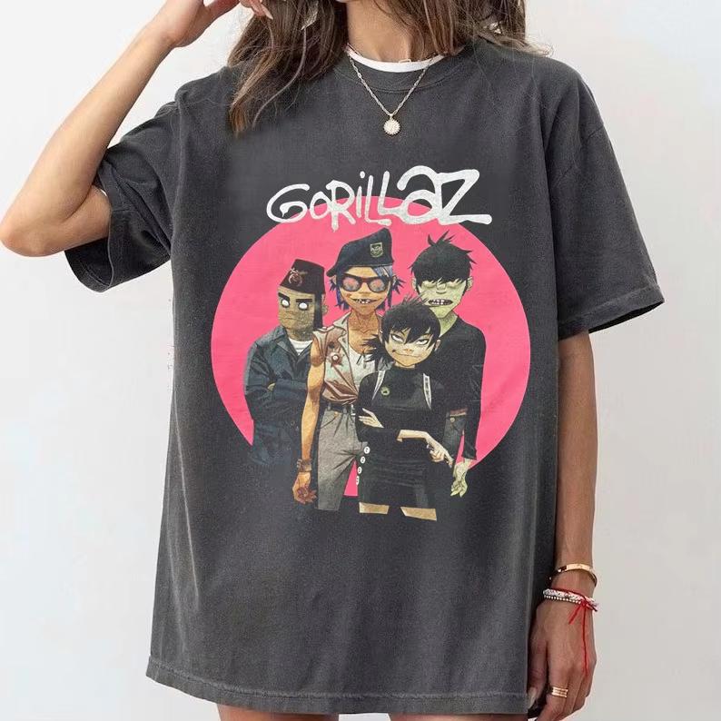 Gorillaz Band Print Short Sleeve Tshirt Alternative Electronic EDM DJ Post Punk Band Shirt Unisex Unisex 2026 Summer Streetwear Top