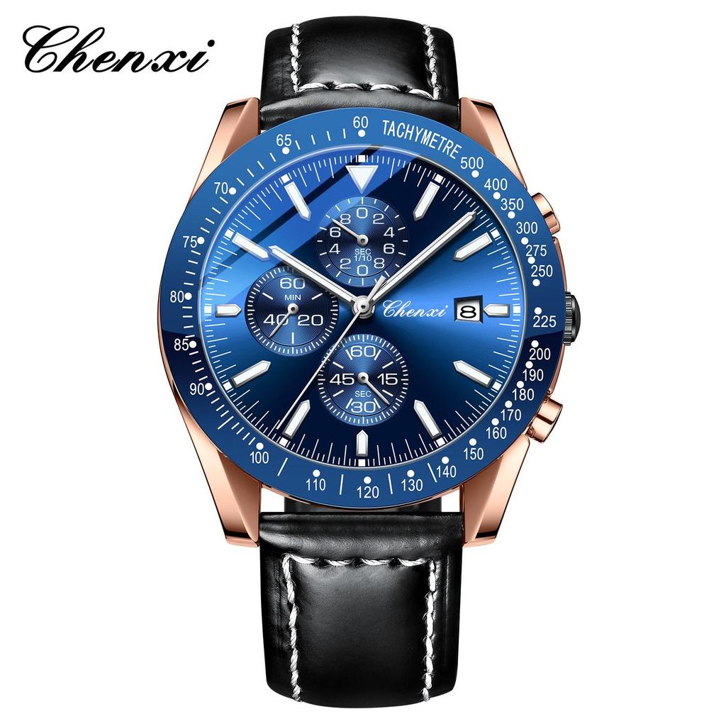 CHENXI Men's Multifunctional Sports Chronograph with Luminous Steel Band - Quartz Watch