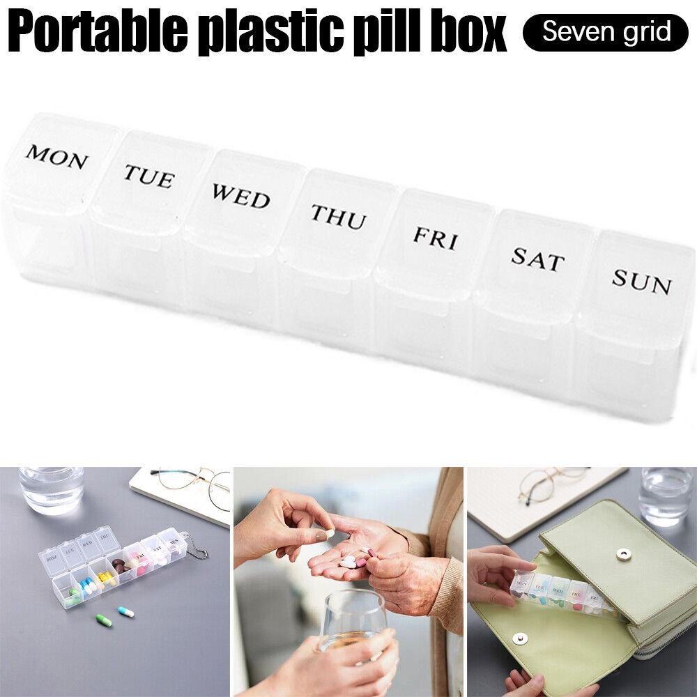 Waterproof Pill Organizer Large Capacity 7 Compartment Weekly Pill Box Creative Pill Box Household