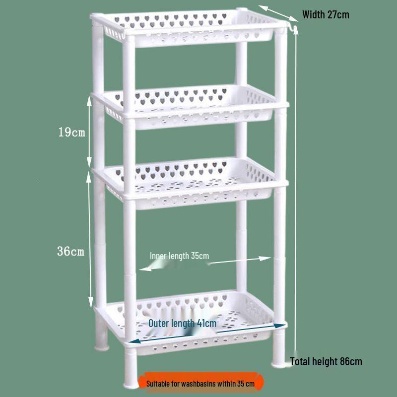 Multi-Layer Floor-Standing Kitchen Rack: Fruit, Vegetable, Pot, Basket, Bowl, Plate and Seasoning Organizer for Home & Bathroom.