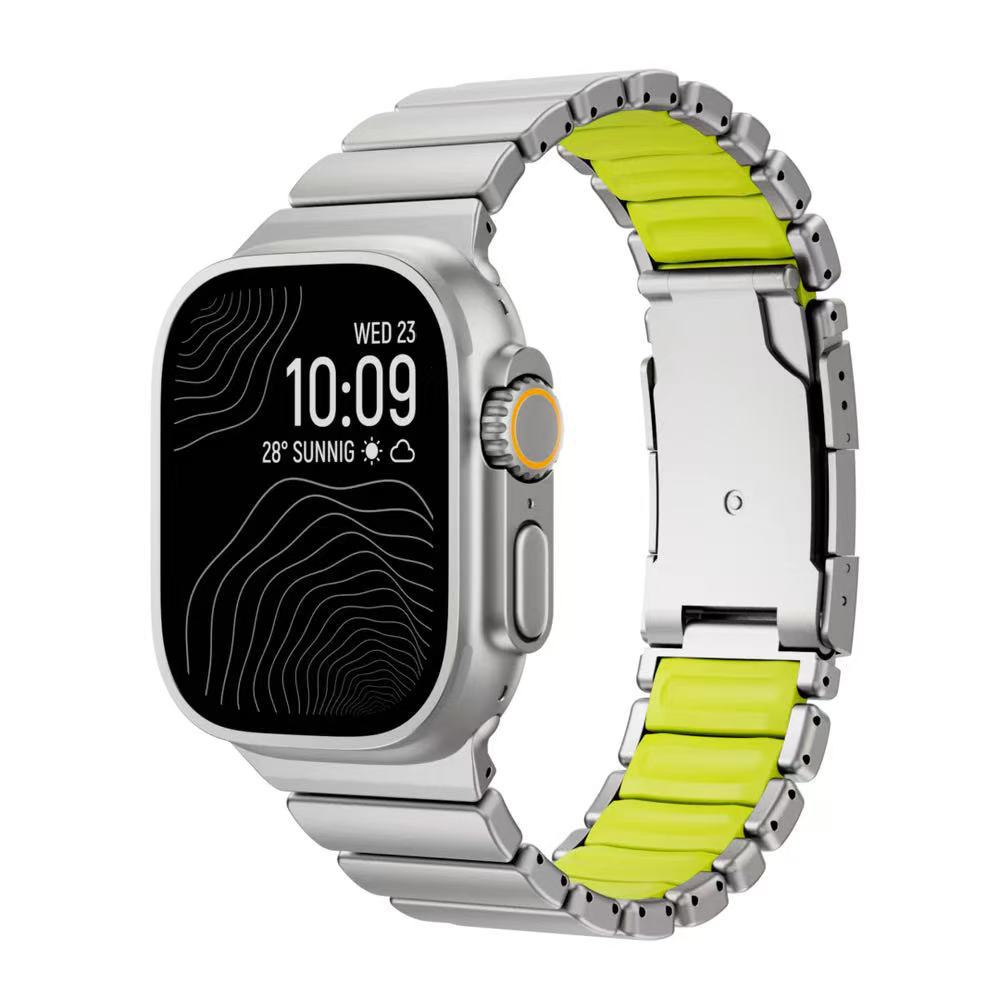 Титановый силиконовый магнитный ремешок для Apple Watch Ultra 3/2 49 мм Серии 11 10 46 мм Металлический ремешок для Iwatch 9 8 7 45 мм 6 SE 5 44 мм