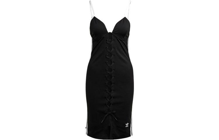 adidas Оригиналы Clover Spice Bandage Collection Платья-комбинации Женские Черный V-образный вырез Умеренно Короткое HK5084
