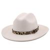 Free Shipping Leopard Belt Fedora Hat Women Wide Brim Solid Color Jazz Top Hat Autumn and Winter New Panama Hat Gentleman Hat
