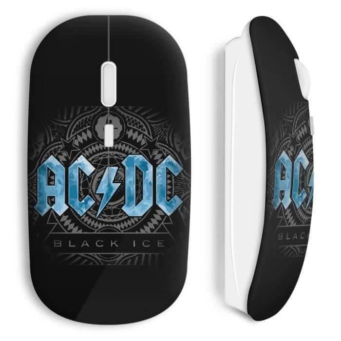 Wireless Mouse - AC/DC - Black Ice Rock N Roll - USB WiFi Included - Compatible Mac and PC - Black