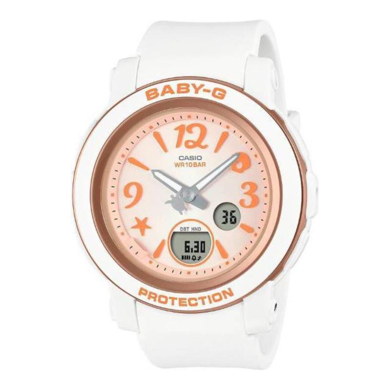 Casio Серия BABY-G 100 метров водонепроницаемость Кварцевый смоляной ремешок одинаковый стиль для мужчин и женщин оранжевый циферблат BGA-290US-4A