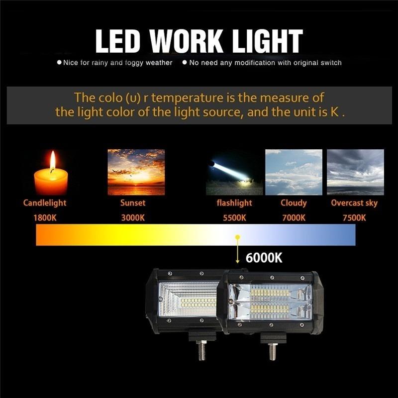 72W Off Road LED Bar Spot Led Beam Daytime Running Light Fog Lamp Work Light LED Headlights