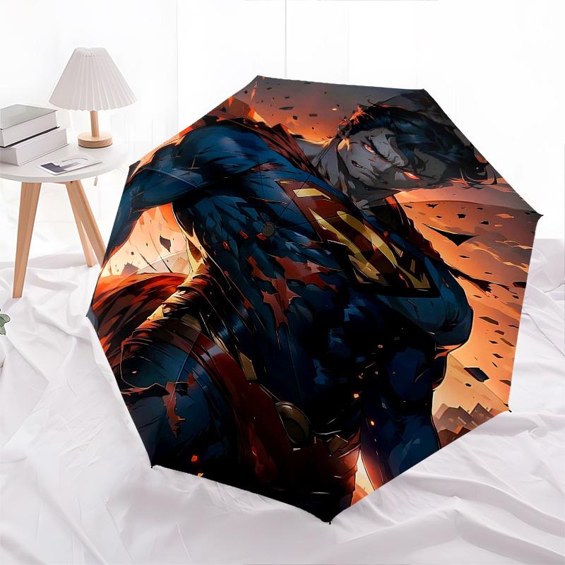 1pc Superman hero Automatic Folding Umbrella - Compact 8-Rib Design, Durable Plastic & Iron1030L
