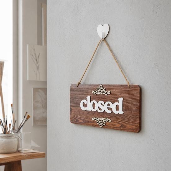 yangyizhi Wooden House Sign, Nordic Minimalist Style Wood Durable Wall Decoration Hanging for Coffee Shop Barber Entrance