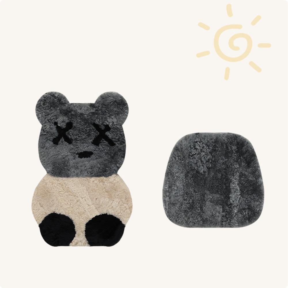 Утолщенная подушка для сиденья автомобиля с изображением медведя, мягкий чехол для сиденья автомобиля, прочная теплая подушка с изображением мультяшного автомобиля для холодной погоды