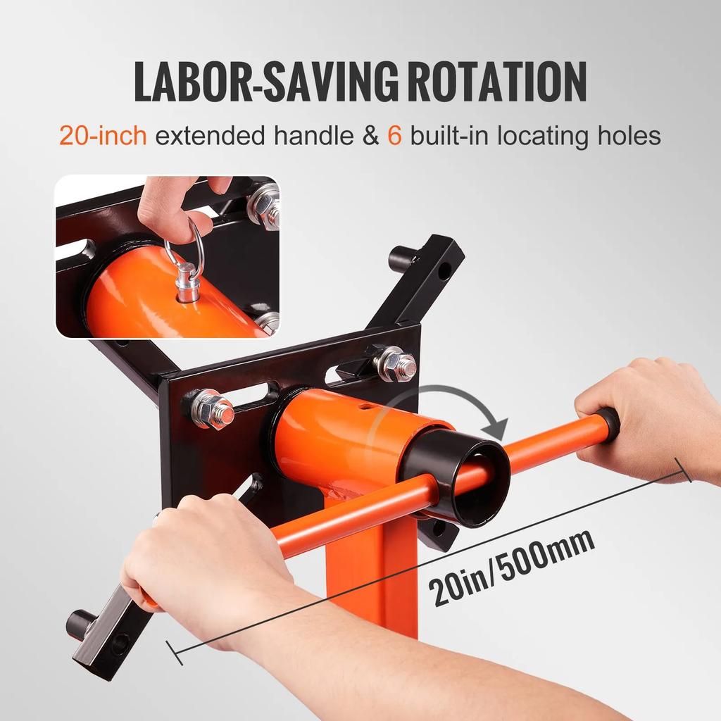 VEVOR Engine Stand, 340 kg Rotating Engine Motor Stand with 360 Degree Adjustable Head, Cast Iron Motor Hoist Dolly, 4-Caster, 4 Adjustable Arms