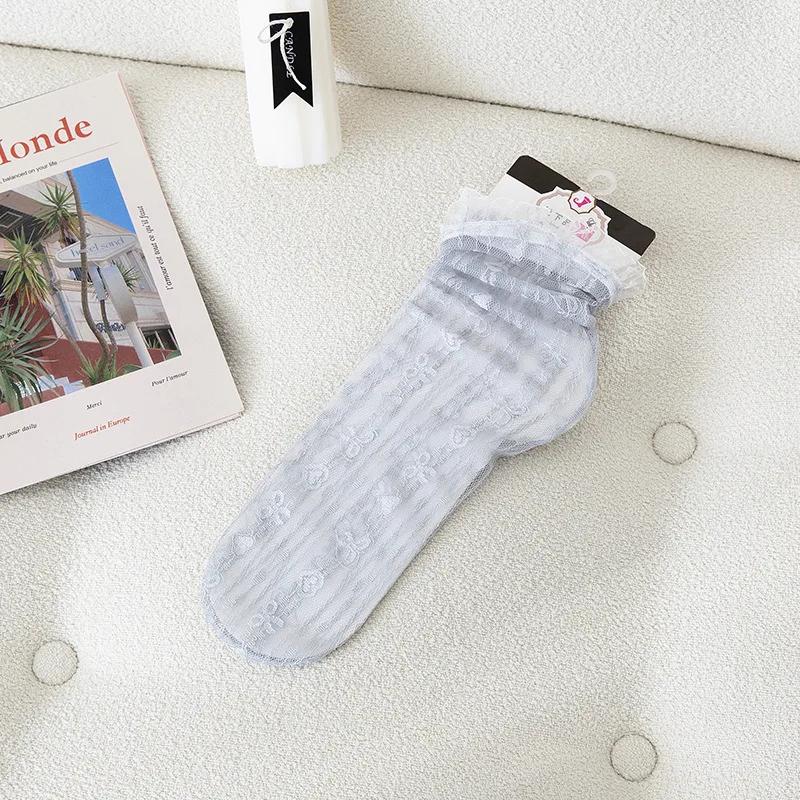 Сексуальные носки с кружевными оборками в японском стиле, ультратонкие прозрачные летние носки с ажурной сеткой, женские модные длинные носки в стиле Харадзюку в стиле ретро