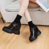 Women's Genuine Leather Shoes High Platform Ankle Boots 11CM Wedge Heels Female Casual Shoes Autumn Thick Bottom Slip-on Shoes