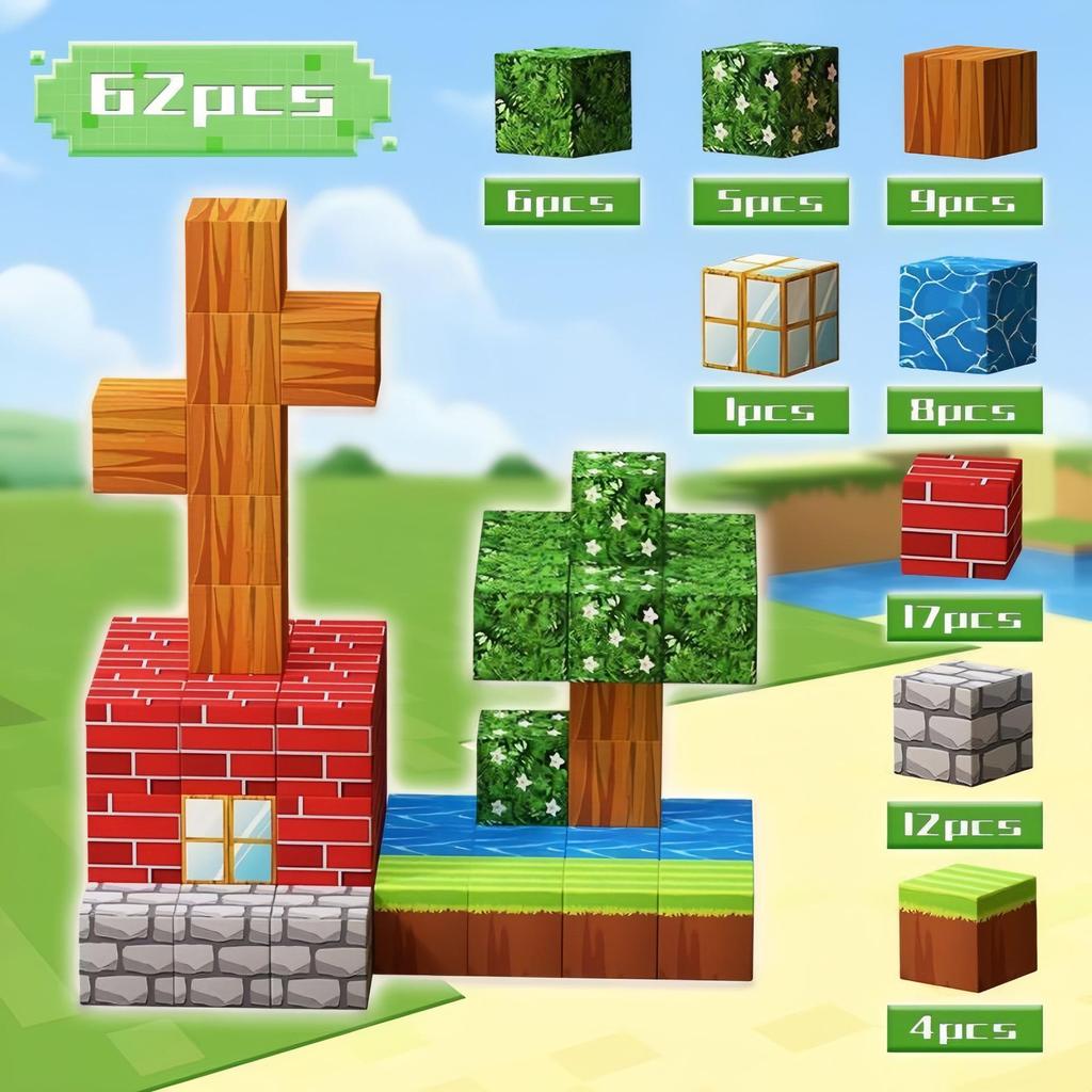 Набор детских магнитных кубиков My Block World - Первобытный лес