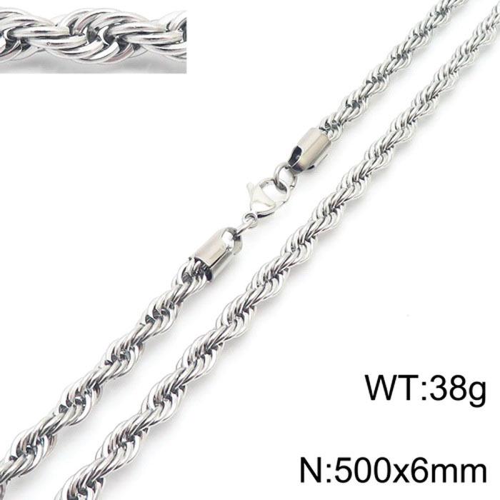 Durable Stainless Steel Rope Chain Necklace - Multi-Size, Titanium Steel for Men and Women
