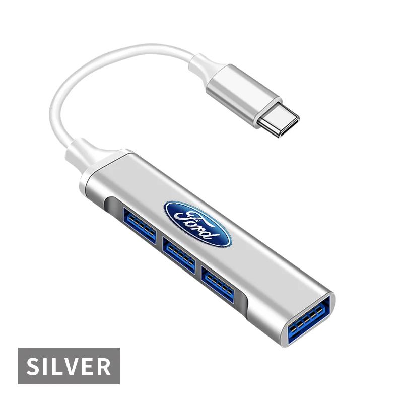 Car 4 In 1 USB-C Hub Notebook Docking USB Splitter Multi-interface Conversion For Ford ST Line Focus 3 Mondeo Ecosport Kuga Mk4