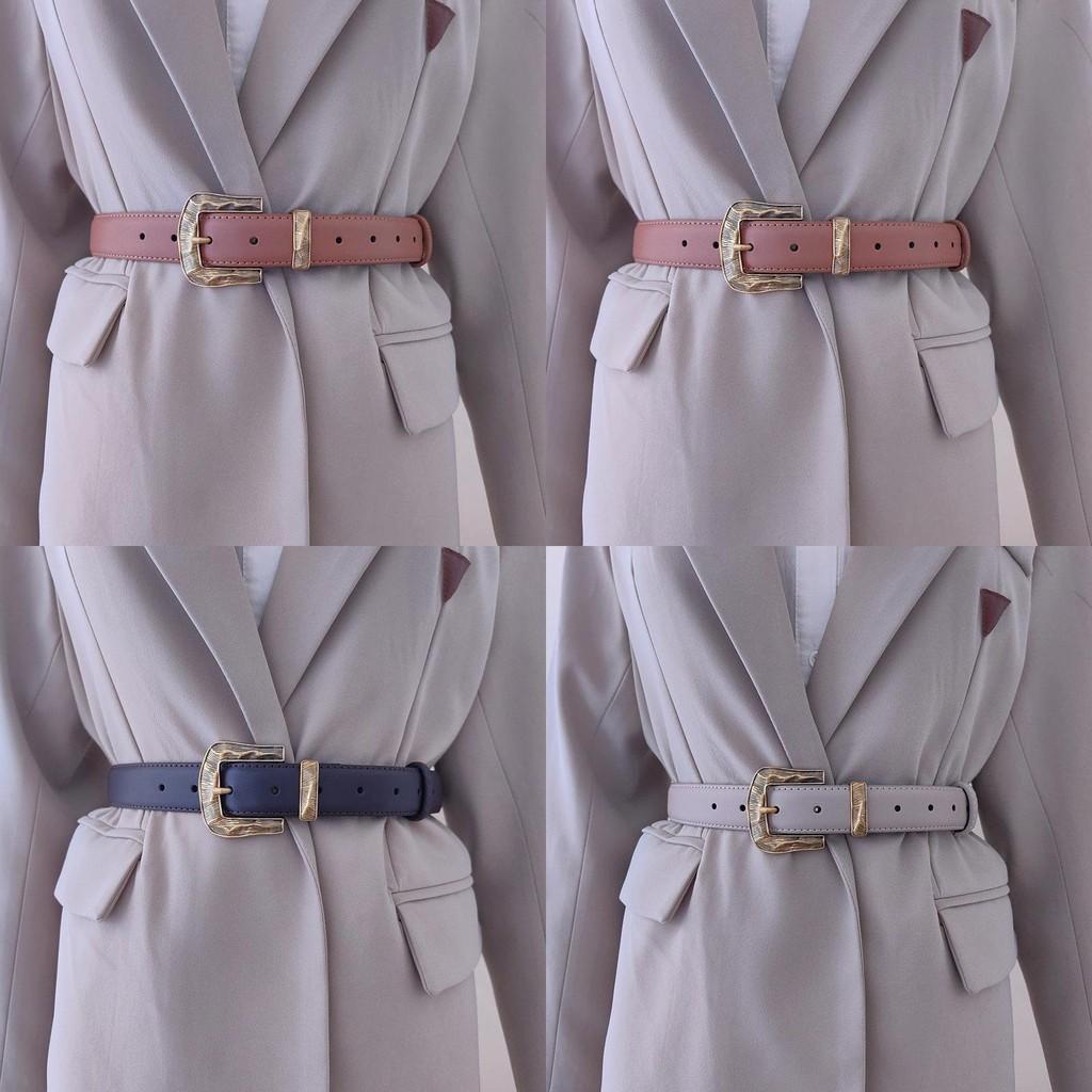 Color Solid Leather Belt For Women With Metal Pin Closure For Casual Outfits