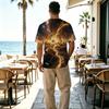 Men's Cosmic Starry Sky 2D Print T-Shirt - Polyester, Halloween Themed, Comfortable Casual Daily Wear, Versatile Fashion Tee