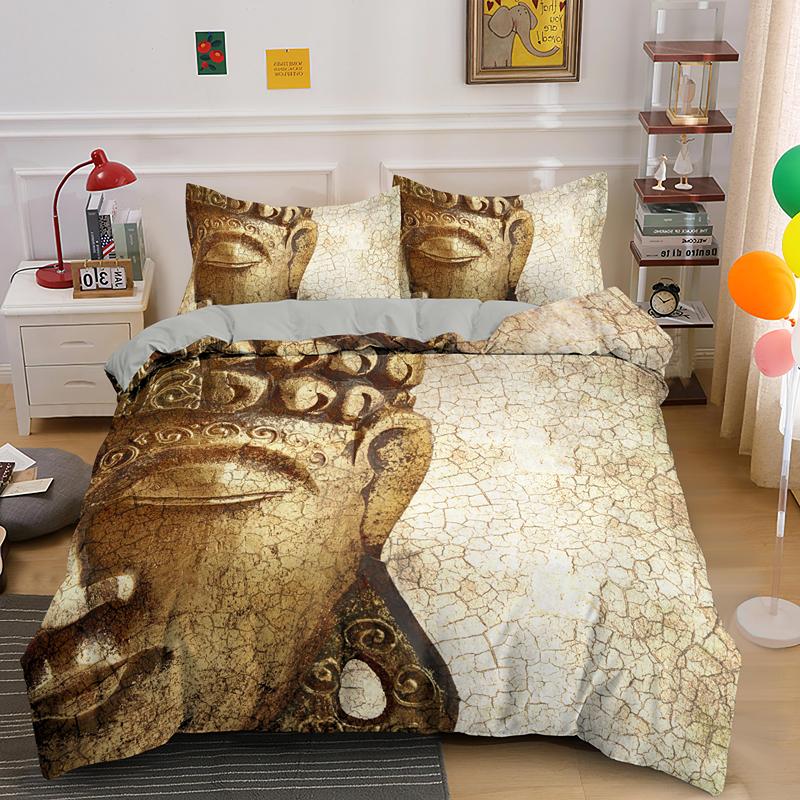 Комплект пододеяльника Будда Кинг/Квин Комплект постельного белья для мальчиков, подростков, взрослых Постельные принадлежности Пододеяльник Наволочка Полиэстер Покрывало для одеяла