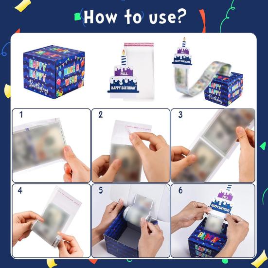 Денежный подарок на день рождения Копилка красочная печать букв сюрприз подарочные коробки для денег