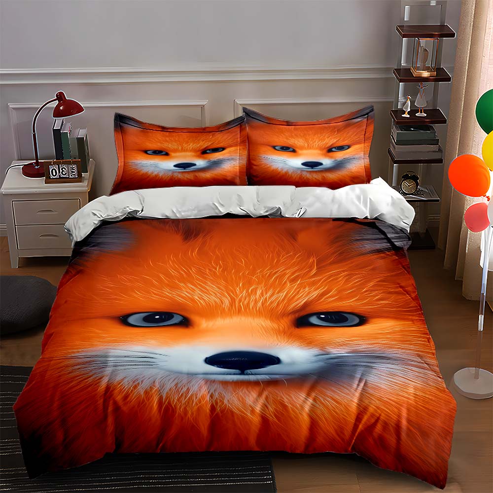 Fox face illustration. Bedding Duvet cover sets Duvet covers Pillowcases gifts (1 * Duvet Cover 2 * Pillowcases, without duvet insert)