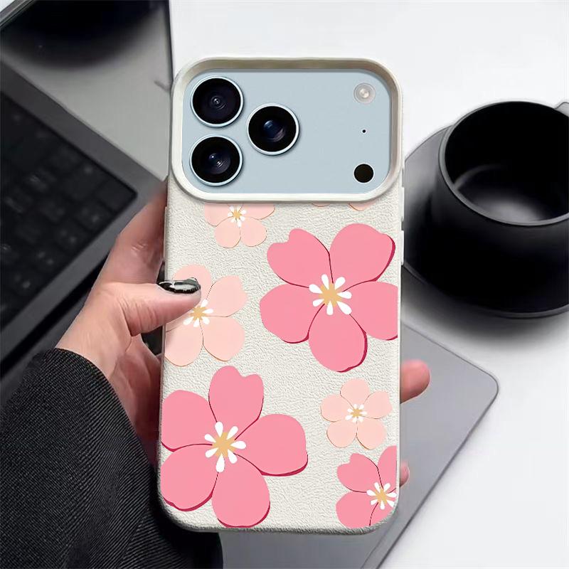 Силиконовый чехол для телефона с цветочным узором для iPhone 17 Pro Max 16 15 14 Pro Max 13 Pro Max 11 Ударопрочный чехол с текстурой мягкой кожи