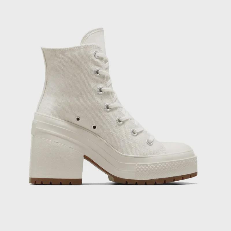 Женские парусиновые туфли на высоком каблуке в стиле ретро 2024 года: Белые, на толстом каблуке, с высоким голенищем, круглым носком, тонкими ремешками и водонепроницаемой платформой.