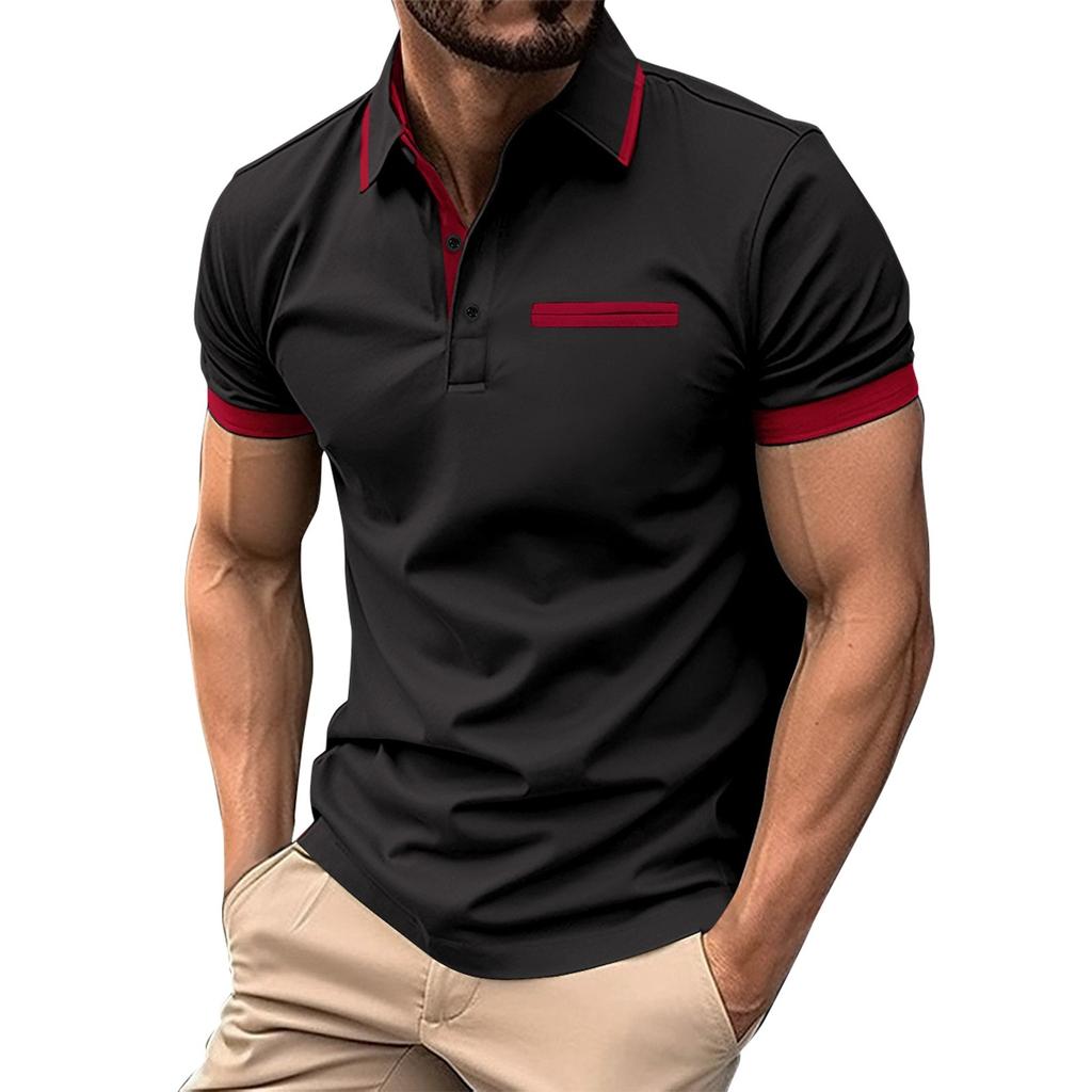 Men's Spring Solid Color Short Sleeve Lapel Shirt Men's Casual Fashion Shirt