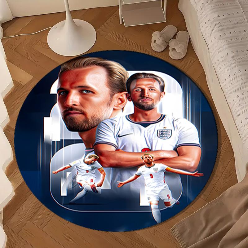 1PC Football Player Kane Round Rug for Livingroom,Bedroom, Palyroom, Chair Rug, Area rug, Circle Carpet, Large Size Fan Christmas gift